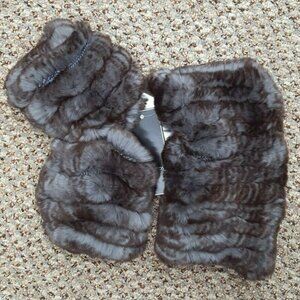 Knitted Rex Rabbit Fur Accessories Set